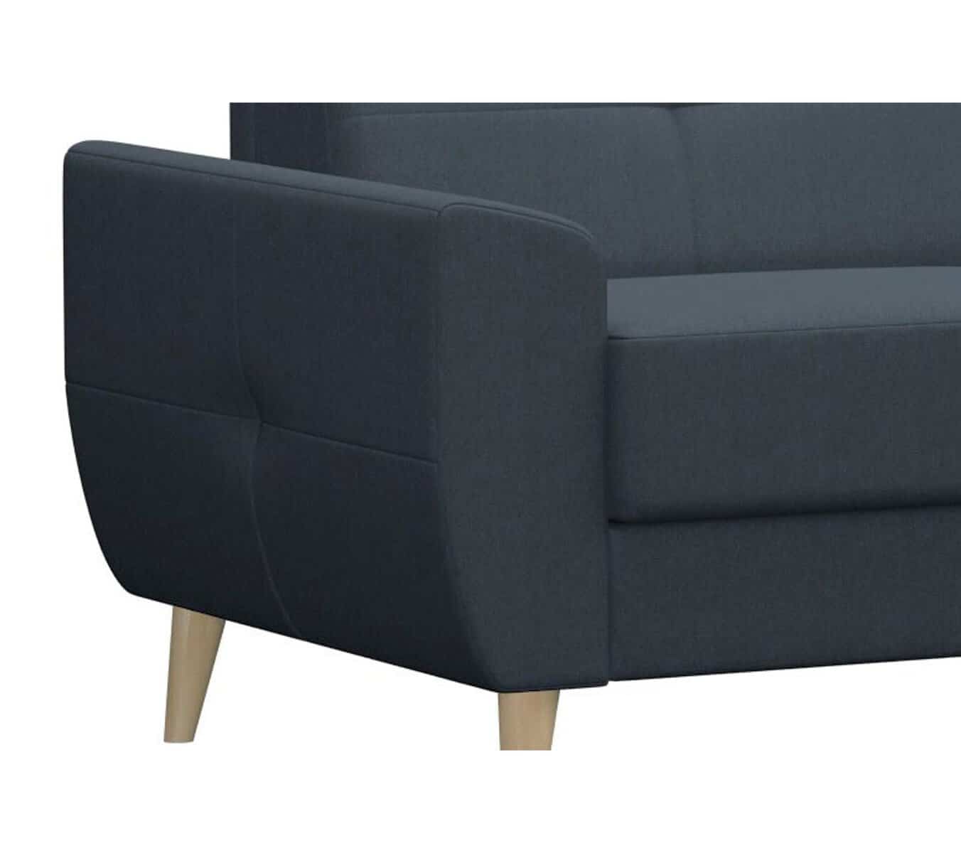 Canapé convertible 3 places But Naomi, design scandinave, couleur bleu marine.