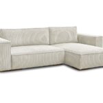 Canapé d'angle Bobochic Chelsea convertible réversible coffre gros côtelé doux beige