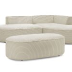 Canapé d'angle Bobochic Rousseau velours côtelé avec pouf
