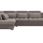 Canapé d'angle convertible 5 places Eternity Conforama – Tissu bicolor et coffre