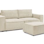 Canapé d'angle convertible 5 places Nihad Bobochic en velours côtelé