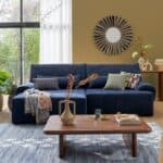 Canapé d'angle convertible La Redoute Intérieurs, modèle Maona, bleu nuit