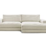 Canapé d'Angle Fixe 4 Places Bobochic Leonard Velours Côtelé Beige