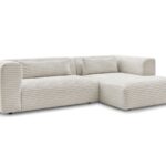 Canapé d'angle fixe HARRY Bobochic gros côtelé doux beige