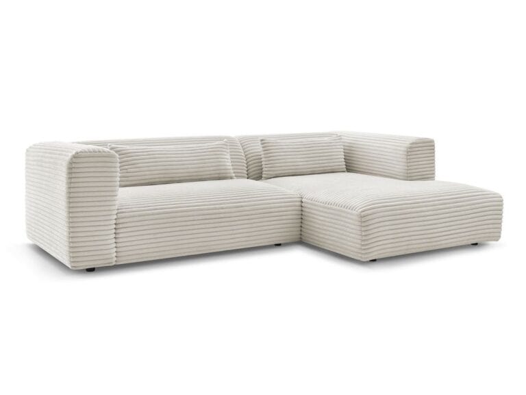 Canapé d'angle fixe HARRY Bobochic gros côtelé doux beige