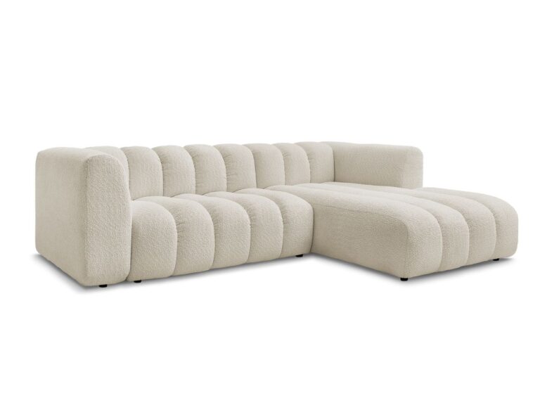 Canapé d'angle fixe tissu bouclette 5 places Talia - Bobochic Paris