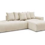 Canapé d'angle fixe velours 3 places Mont Blanc Bobochic