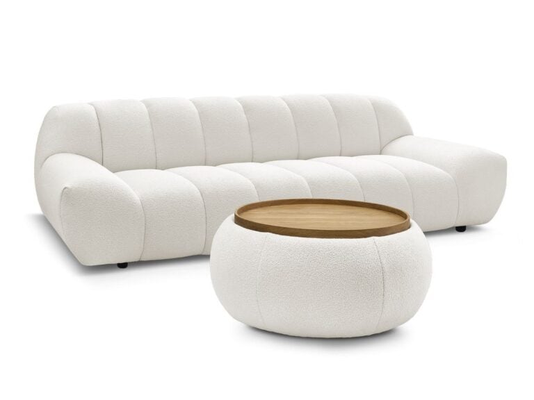 Canapé Droit Fixe Bobochic Hayden Tissu 3 Places - Beige