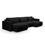 Canapé Evy Maison du Monde U 4 places convertible noir tissu