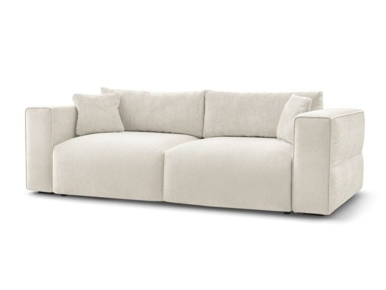 Canapé Ezechiel Bobochic : Droit Convertible 3 Places Beige Avec Coffre