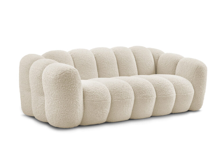 Canapé Hippolyte Bobochic Beige 3 Places Droit Fixe