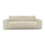 Canapé Joan Maison du Monde - Convertible Velours Crème 3 Places