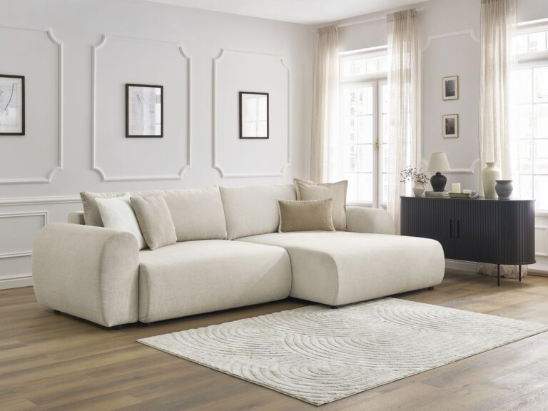 Canapé Lucien Bobochic Convertible Beige 3 Places Coffre Rangement