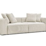 Canapé Nina Bobochic 4 Places Beige Velours Côtelé Assise Profonde