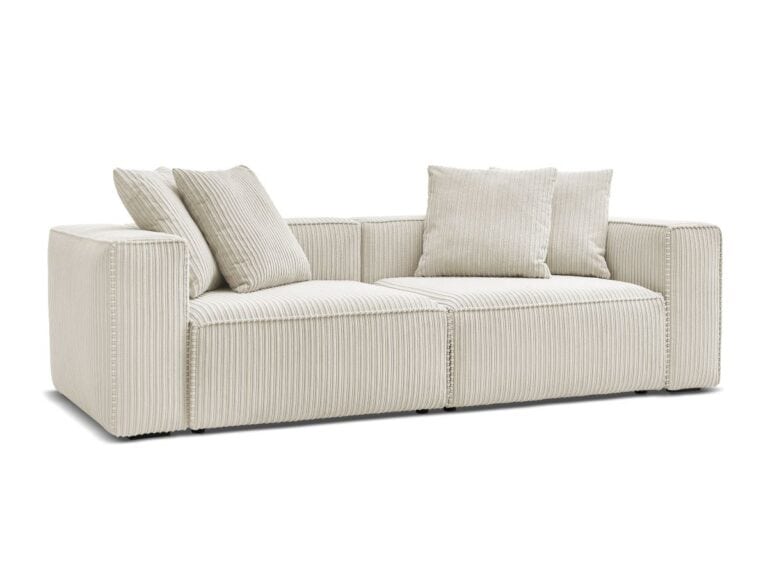 Canapé Nina Bobochic 4 Places Beige Velours Côtelé Assise Profonde