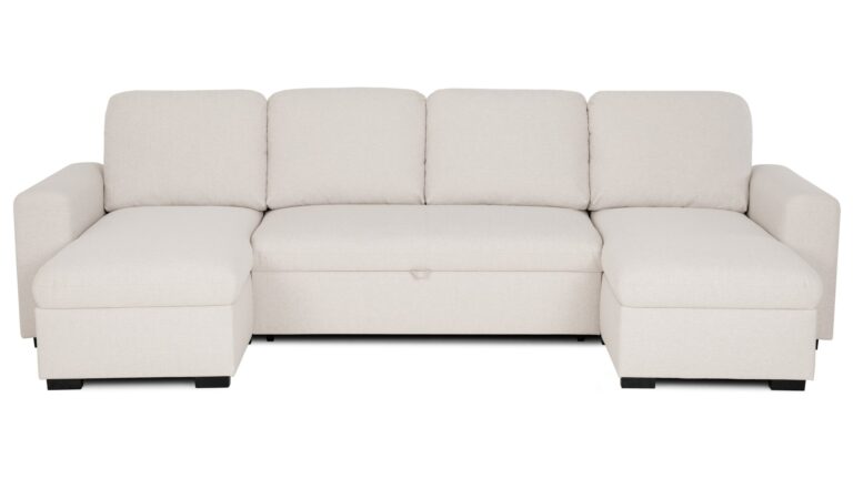 Canapé RUDY Conforama d’angle convertible beige 4 places