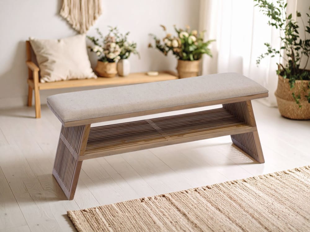 Banc Amadeus Calopsite Naturel Beige Bout de Lit Maisons du Monde