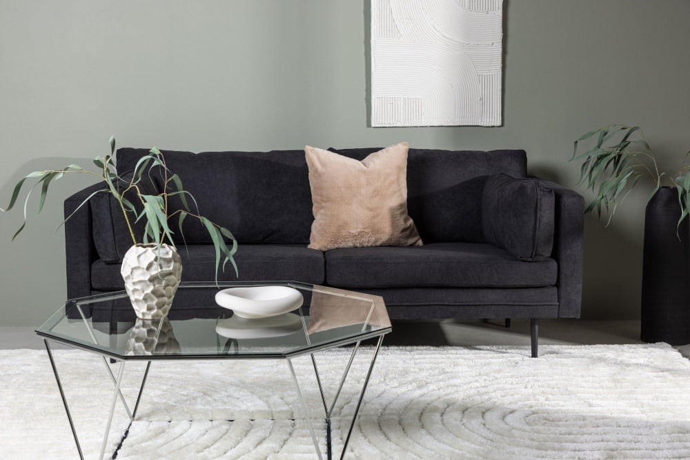 Canapé Bimyo 3 Places en Tissu Noir Maisons du Monde