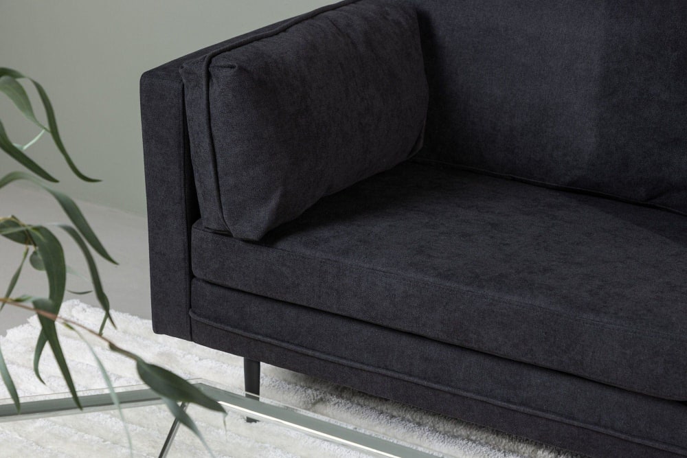 Canapé Bimyo 3 Places en Tissu Noir Maisons du Monde