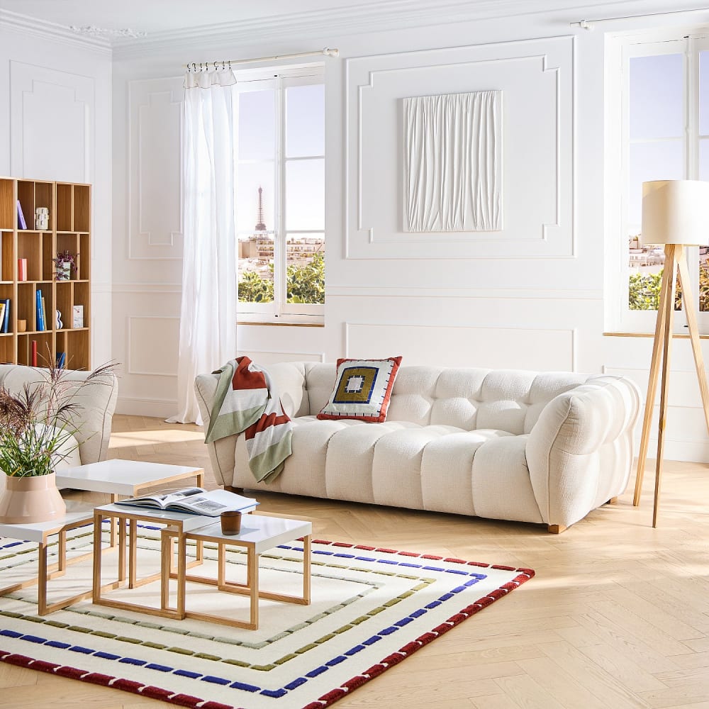 Canapé Mira 4 Places Bouclette Courte Ivoire Maisons du Monde