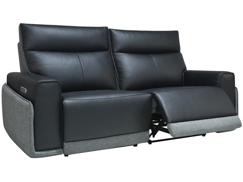 Canapé MASSA Conforama droit relaxation électrique noir 3 places