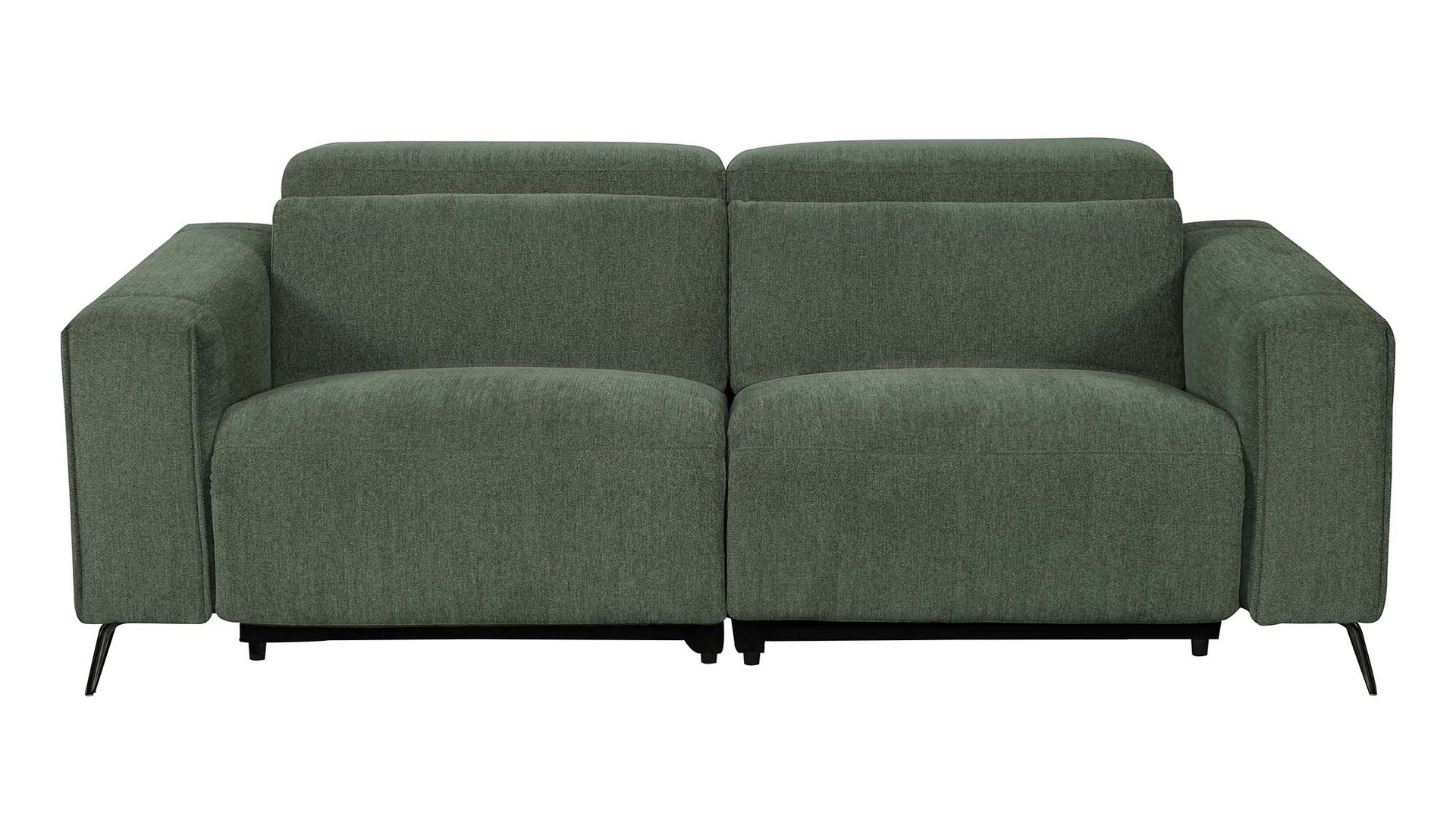 Canapé PAUL Conforama droit relaxation électrique vert 3 places