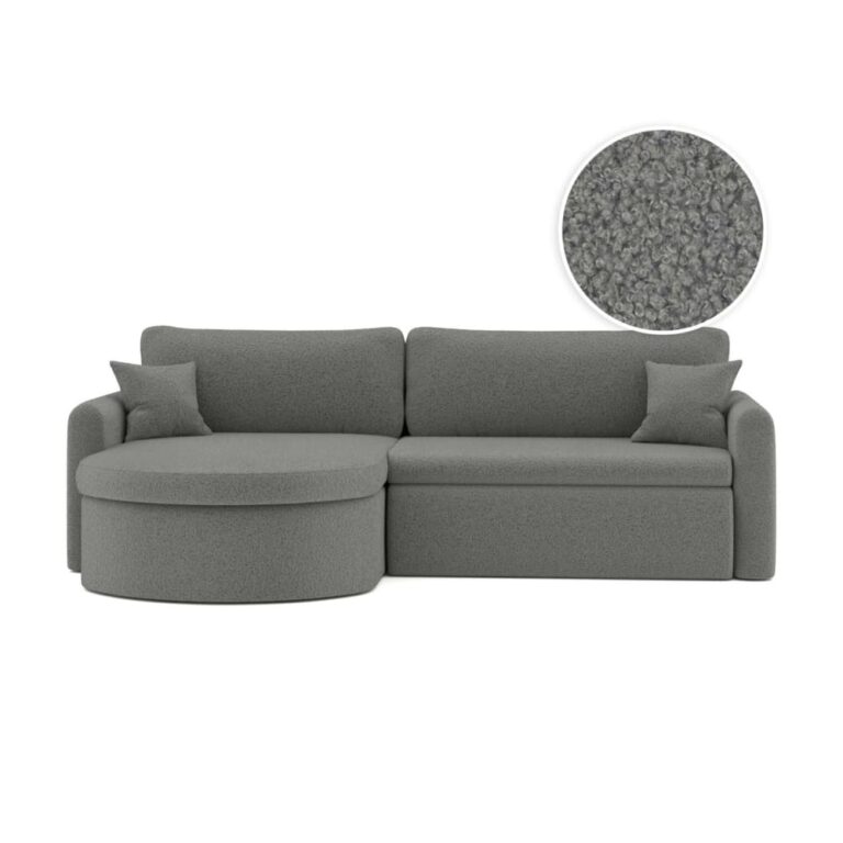 Canapé Vera d’Angle Réversible Convertible 4 Places Bouclette Gris Maisons du Monde