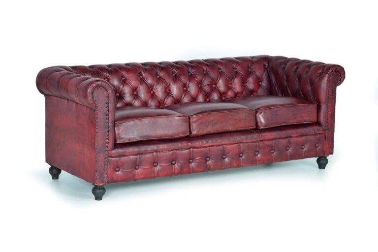 Canapé Chester 3 Places Cuir Marron Maisons du Monde