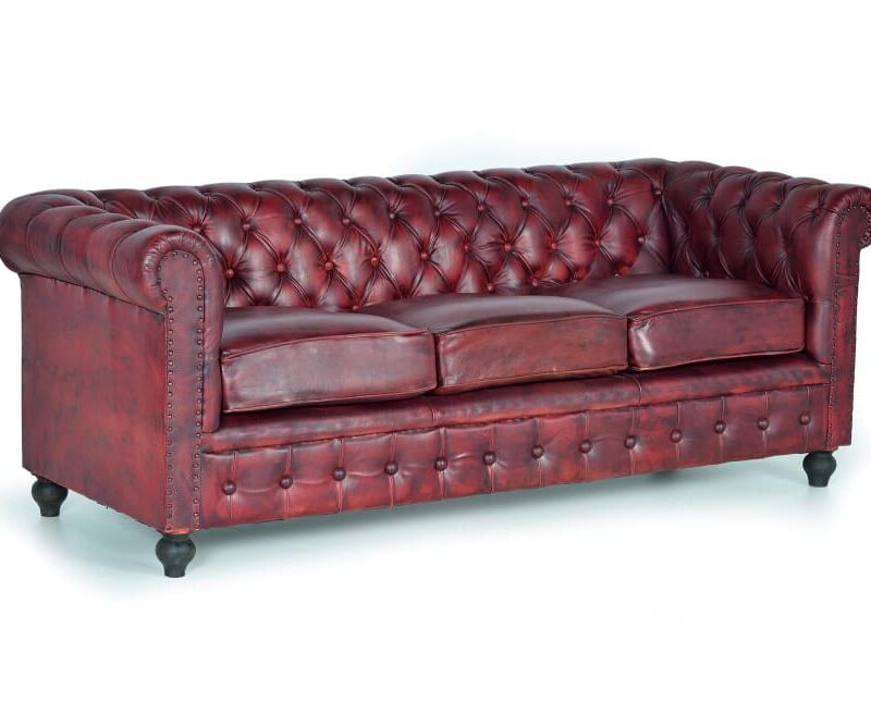 Canapé Chester 3 Places Cuir Marron Maisons du Monde