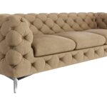 Canapé Chesterfield 3 Places Velours Beige Maisons du Monde