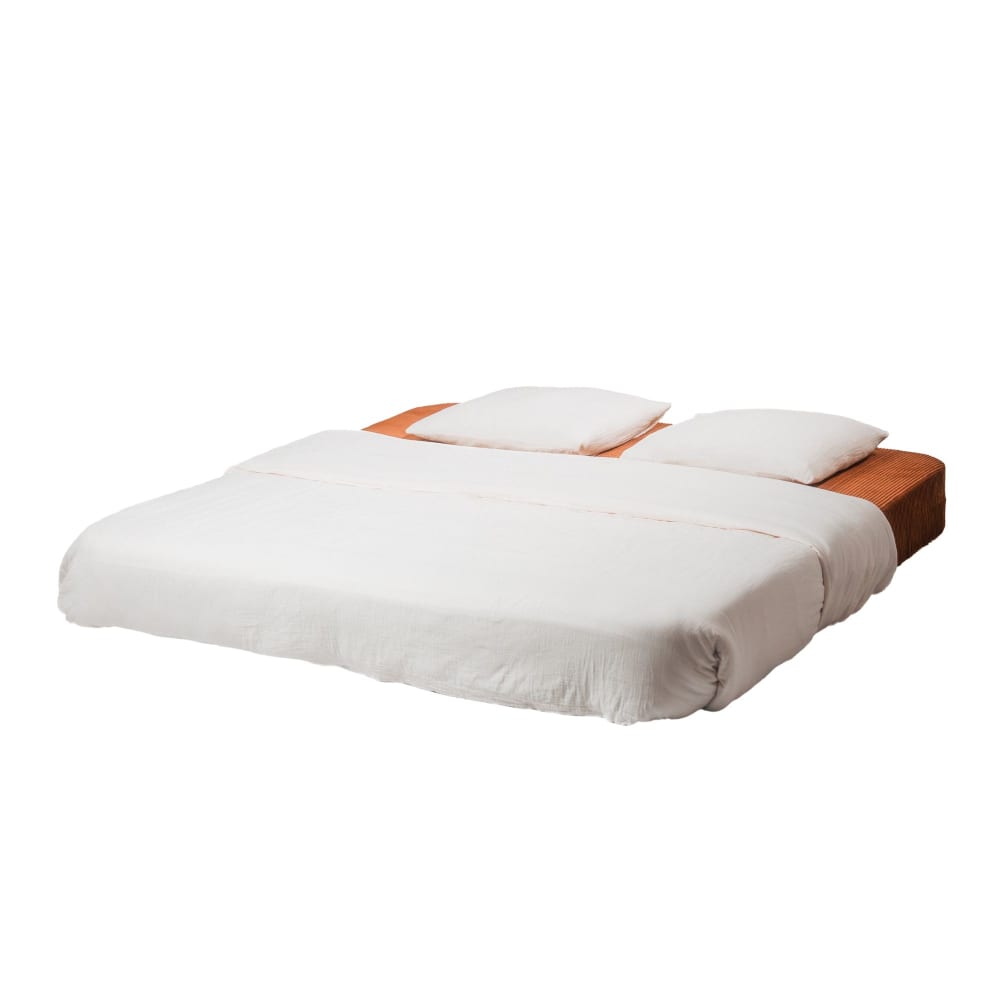 Canapé Likeepli Convertible 2 Places Velours Côtelé Orange Maisons du Monde