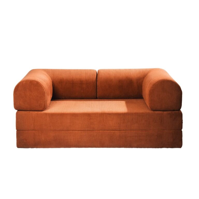 Canapé Likeepli Convertible 2 Places Velours Côtelé Orange Maisons du Monde