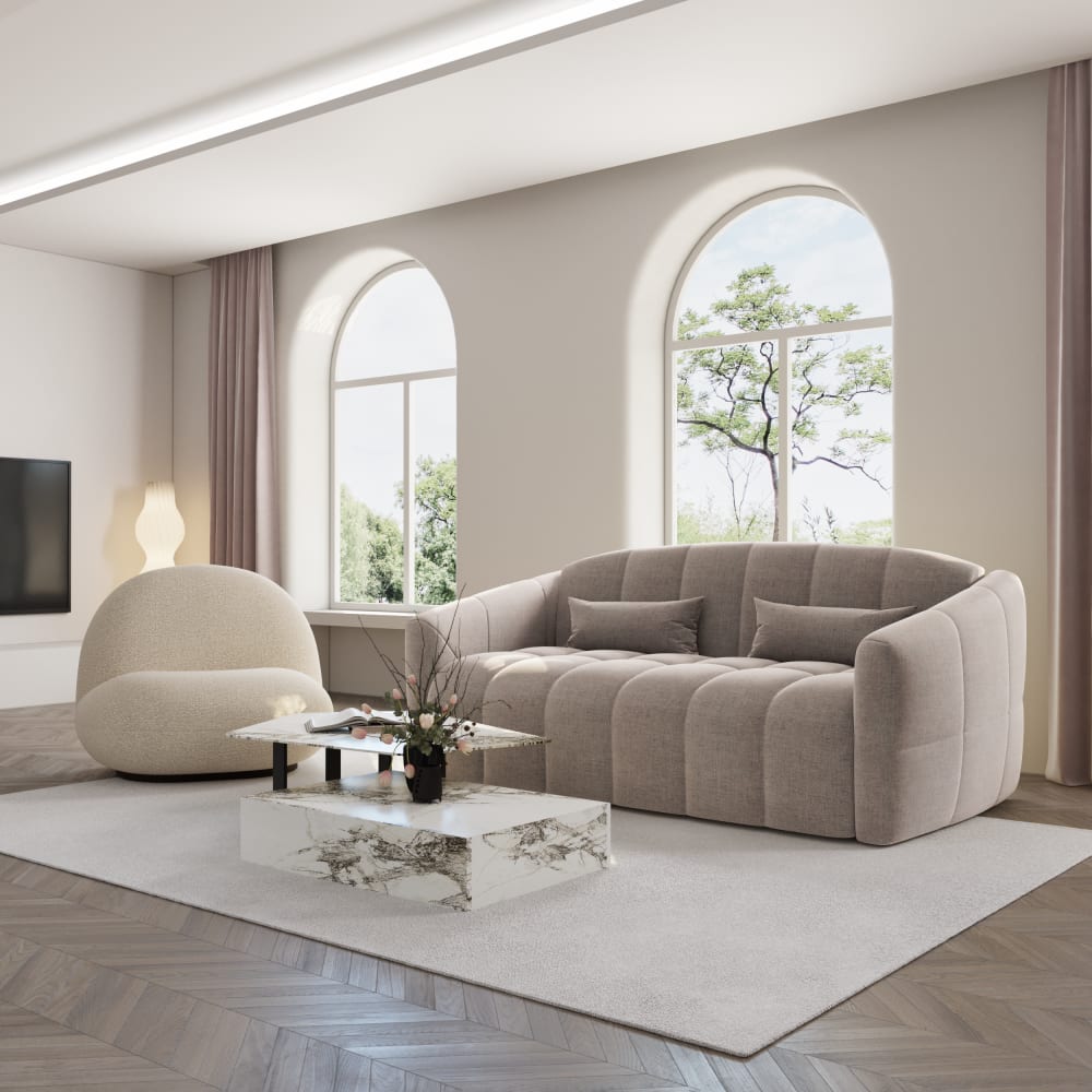 Canapé Dunlopillo Convertible Express Velours Taupe Maisons du Monde