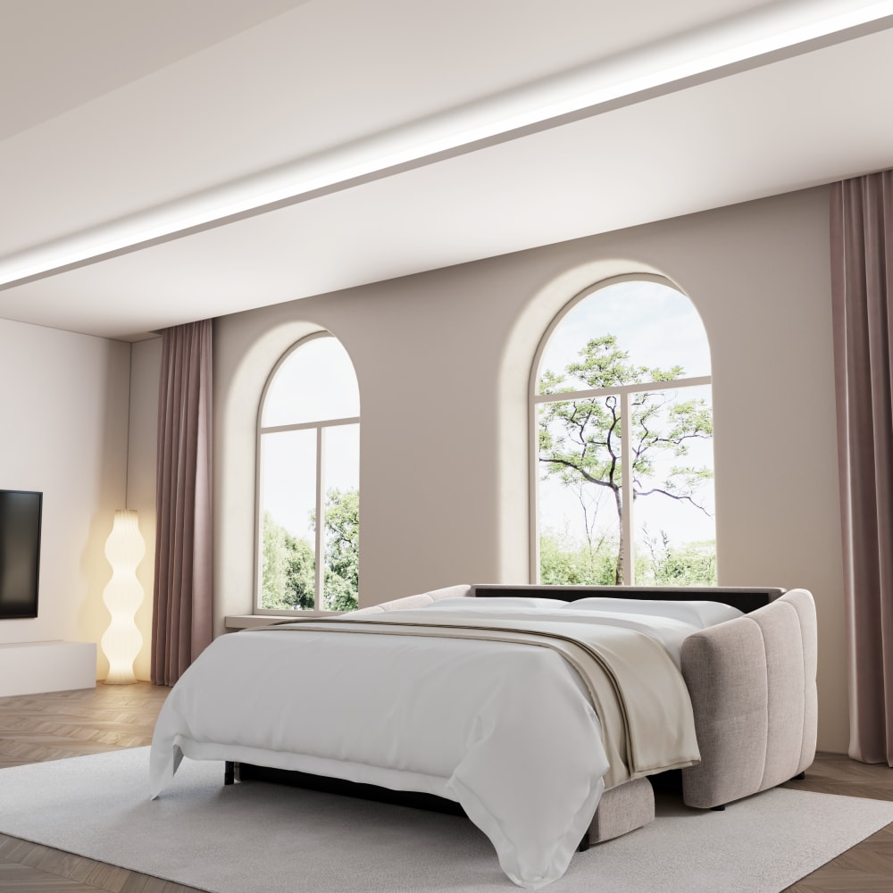 Canapé Dunlopillo Convertible Express Velours Taupe Maisons du Monde