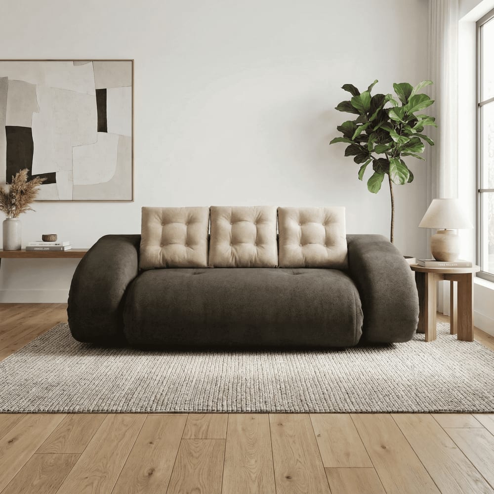 Canapé Convertible Okoa 2 Places Marron Sable Maisons du Monde