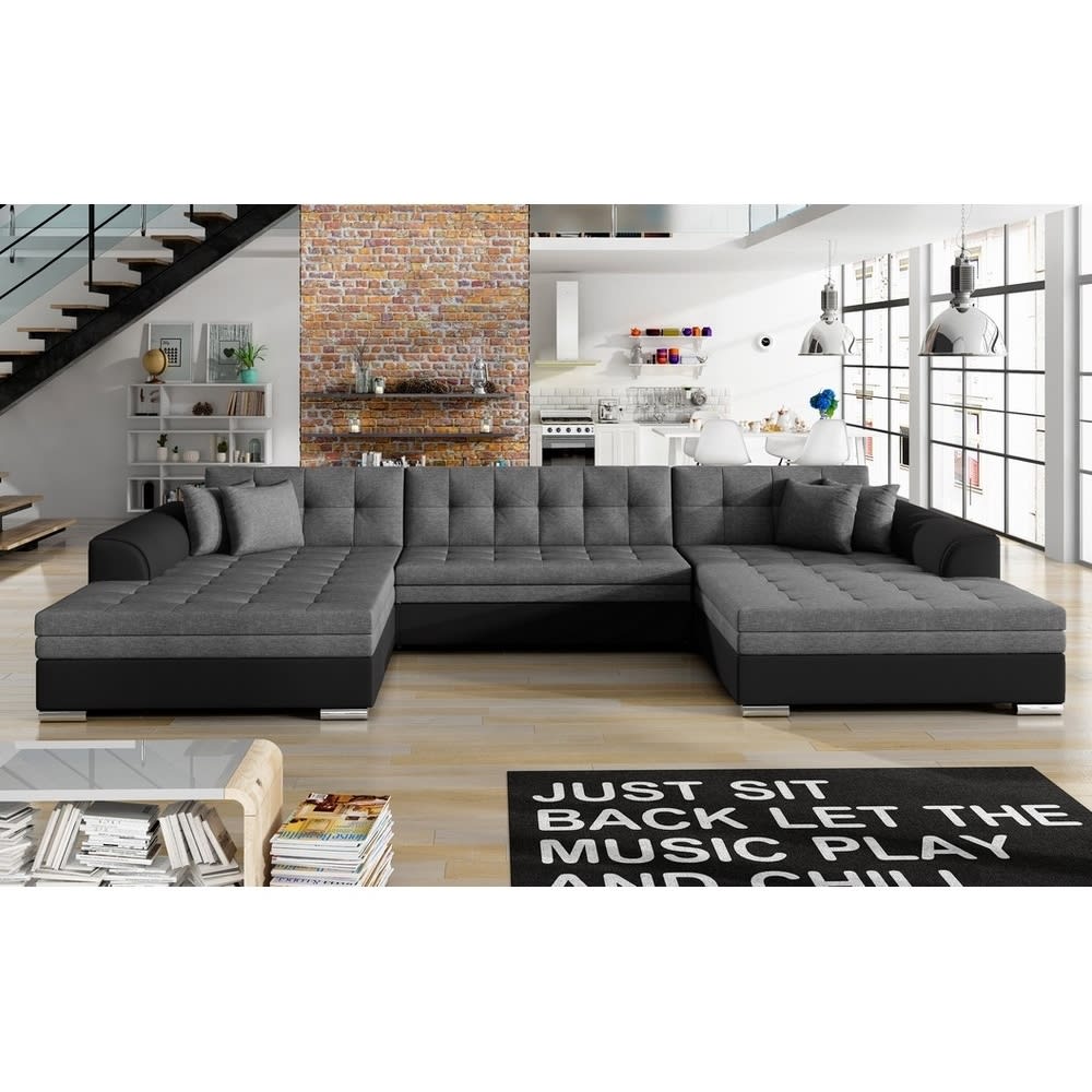 Canapé Ventura Convertible d’Angle Gris et Simili Maisons du Monde