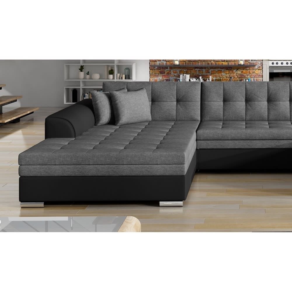 Canapé Ventura Convertible d’Angle Gris et Simili Maisons du Monde