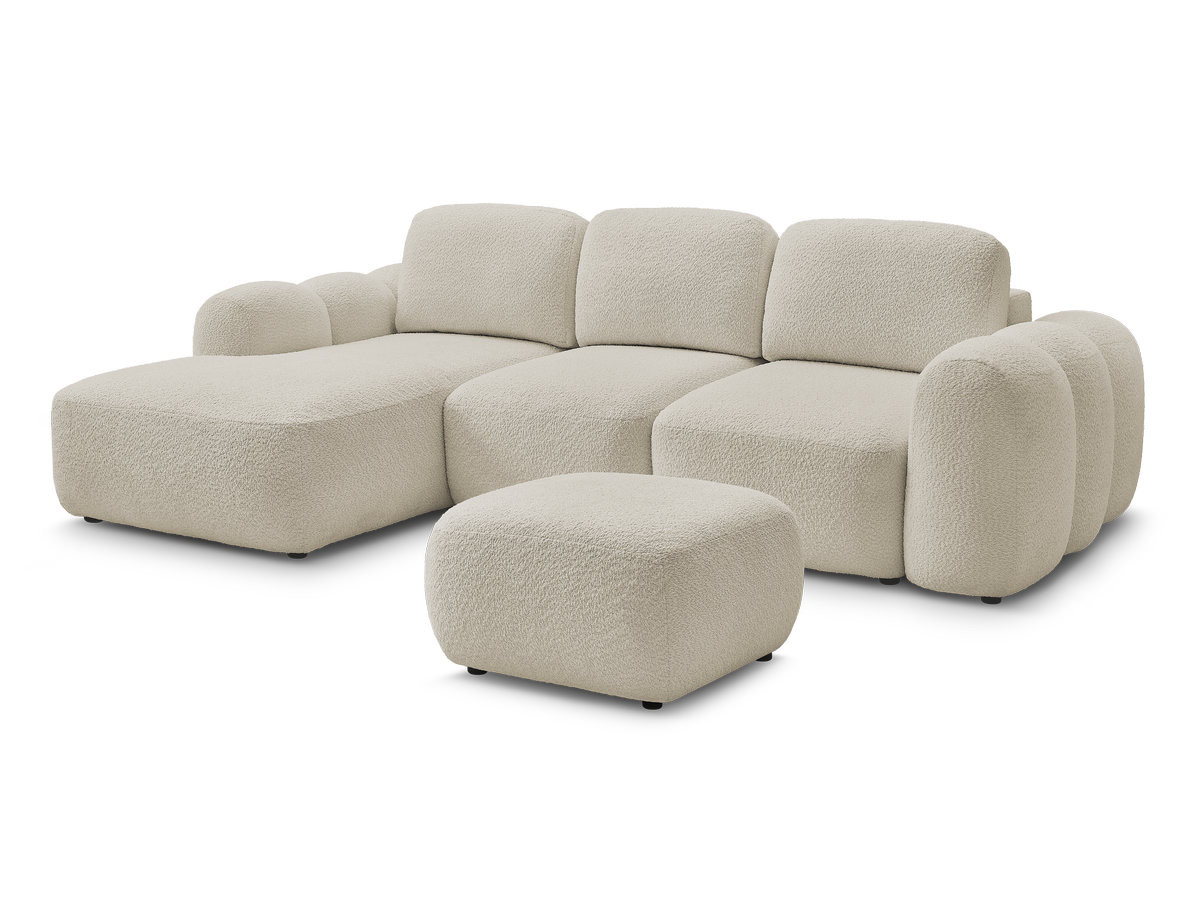 Canapé Montaigne d’Angle Convertible Coffre Bouclette Beige BoboChic