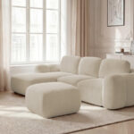 Canapé Montaigne d’Angle Convertible Coffre Bouclette Beige BoboChic