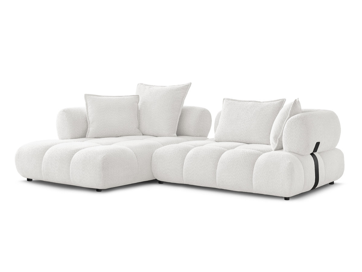 Canapé Alya d’Angle Fixe Tissu Bouclette Blanc BoboChic 4 Places