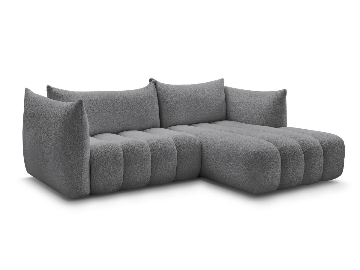 Canapé Azra d’Angle Fixe Bouclette Gris Foncé BoboChic 3 Places