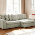 Canapé Enore d’Angle Fixe Tissu Beige BoboChic 3 Places