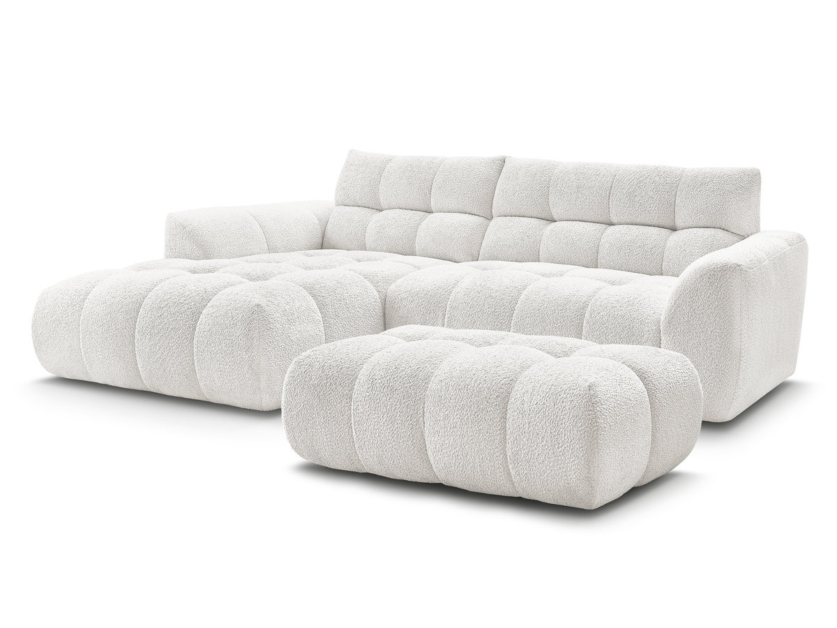 Canapé Jaya d’Angle Fixe Chenille Blanc BoboChic 3 Places