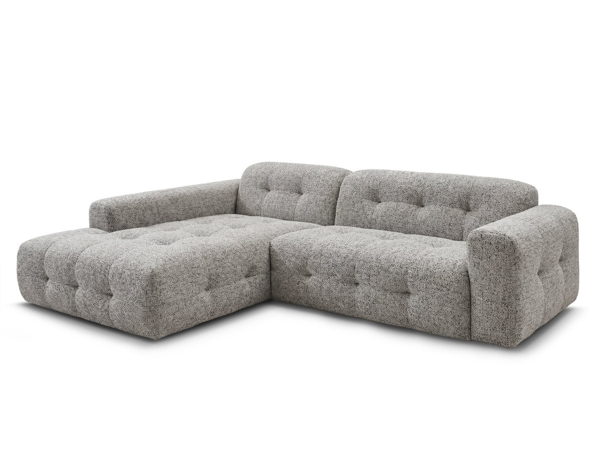 Canapé Laura d’Angle Fixe Tissu Chiné Taupe BoboChic 3 Places