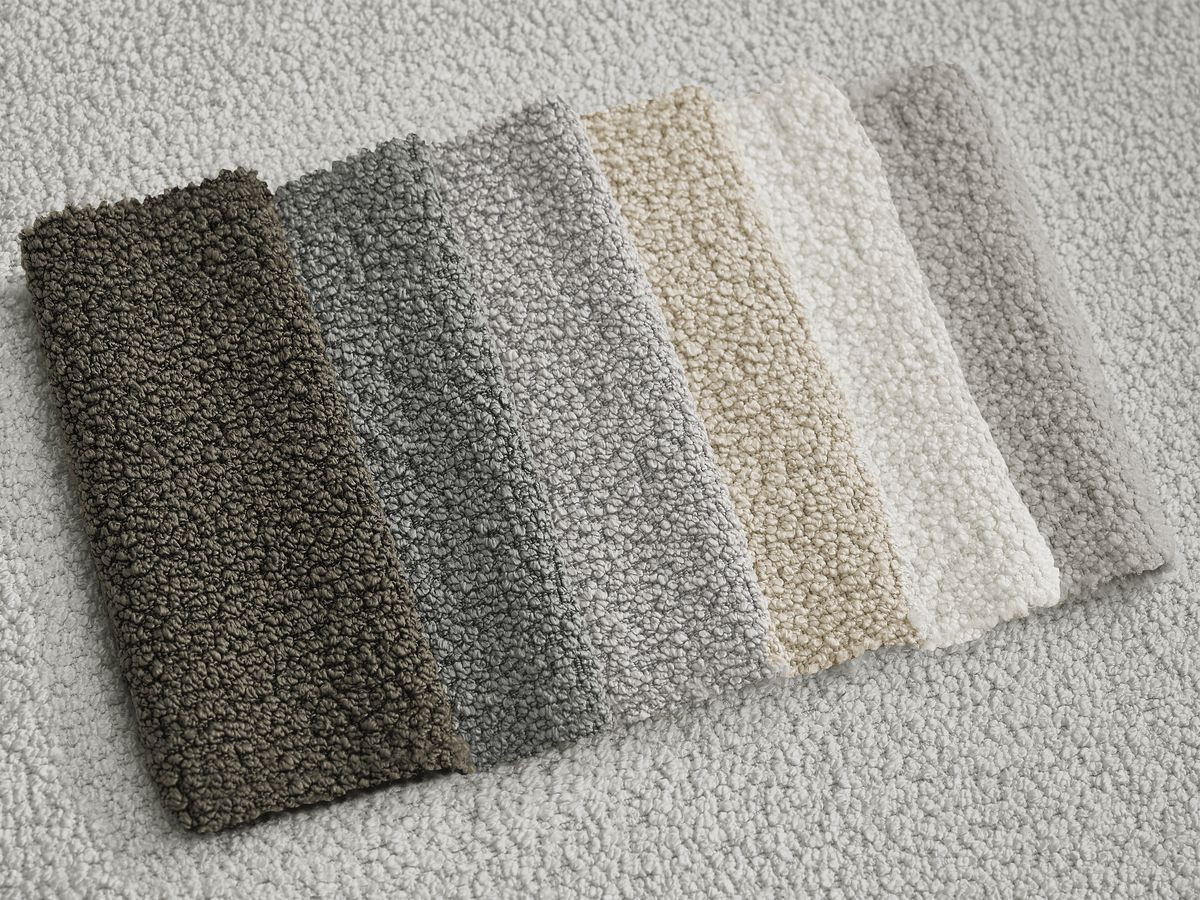 Canapé Leonore d’Angle Fixe Tissu Bouclette Gris Clair BoboChic