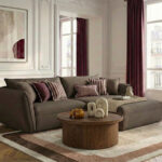 Canapé Luigi d’Angle Fixe Tissu Lisse Taupe BoboChic 3 Places