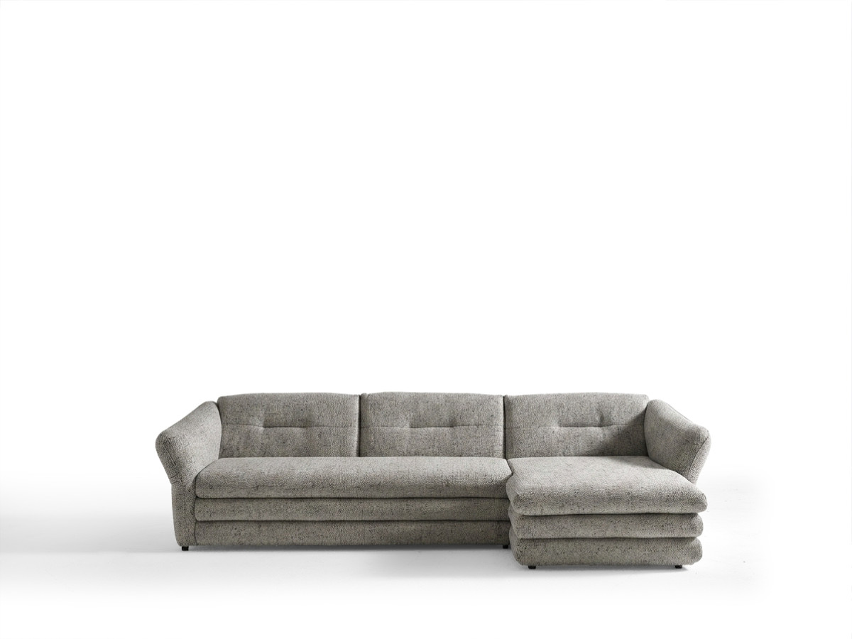 Canapé Marble d'Angle Fixe 4 Places Tissu Chiné Taupe BoboChic
