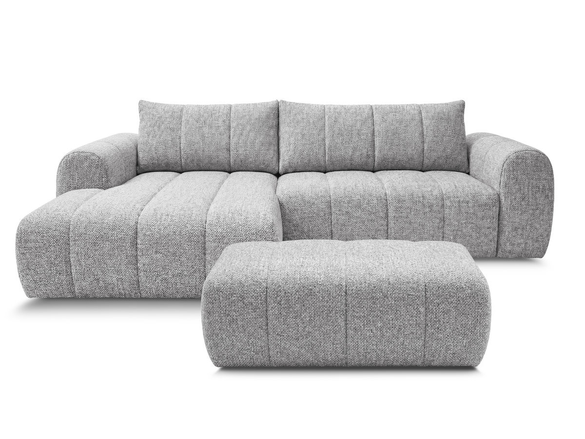 Canapé Nesty d’Angle Fixe Tissu Chiné Gris Clair BoboChic 3 Places