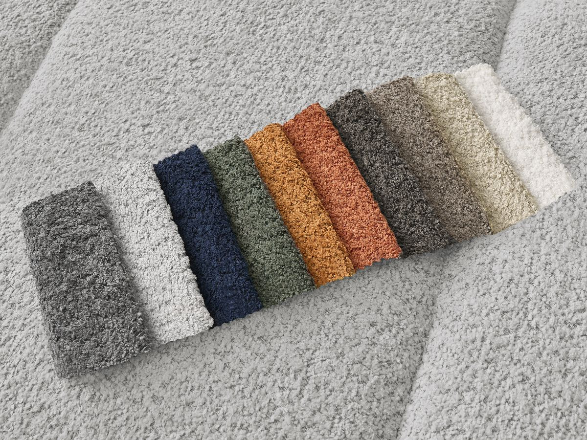 Canapé Pamira d’Angle Fixe Tissu Bouclette Gris Clair BoboChic