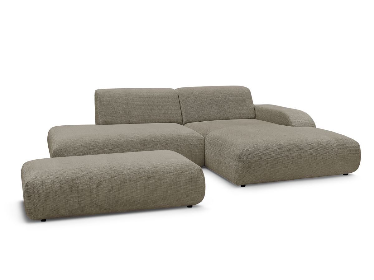 Canapé Sirius d’Angle Fixe Tissu Texturé Taupe BoboChic 4 Places
